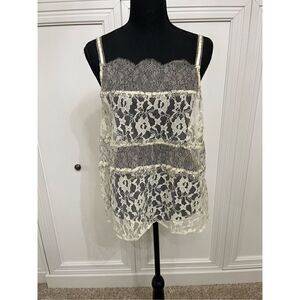 NWT Anthropologie Black and Cream Lace Camisole
